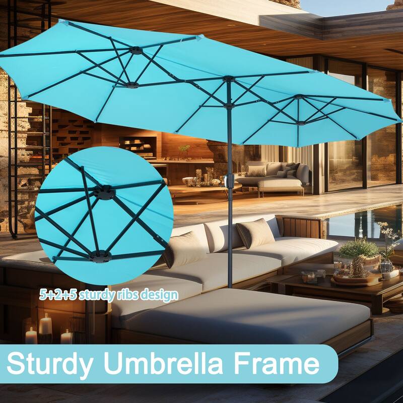 Autlaycil 13 ft Patio Umbrella with Crank Outdoor Umbrella with Base