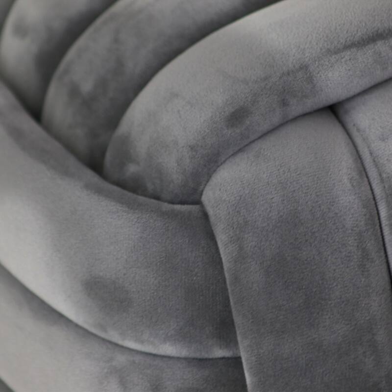 Modern Velvet Cube Knot Accent Stool with Layered Cushion Design