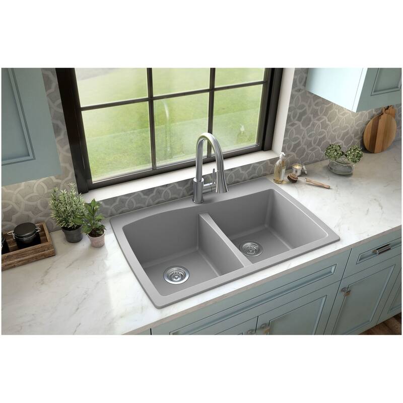 Karran USA QT-720 Quartz QT 34" Drop In Double Basin Quartz Composite