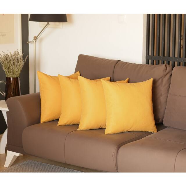 Decorative Square Solid Color Throw Pillow Cover (Set of 4) - Yellow-22x22