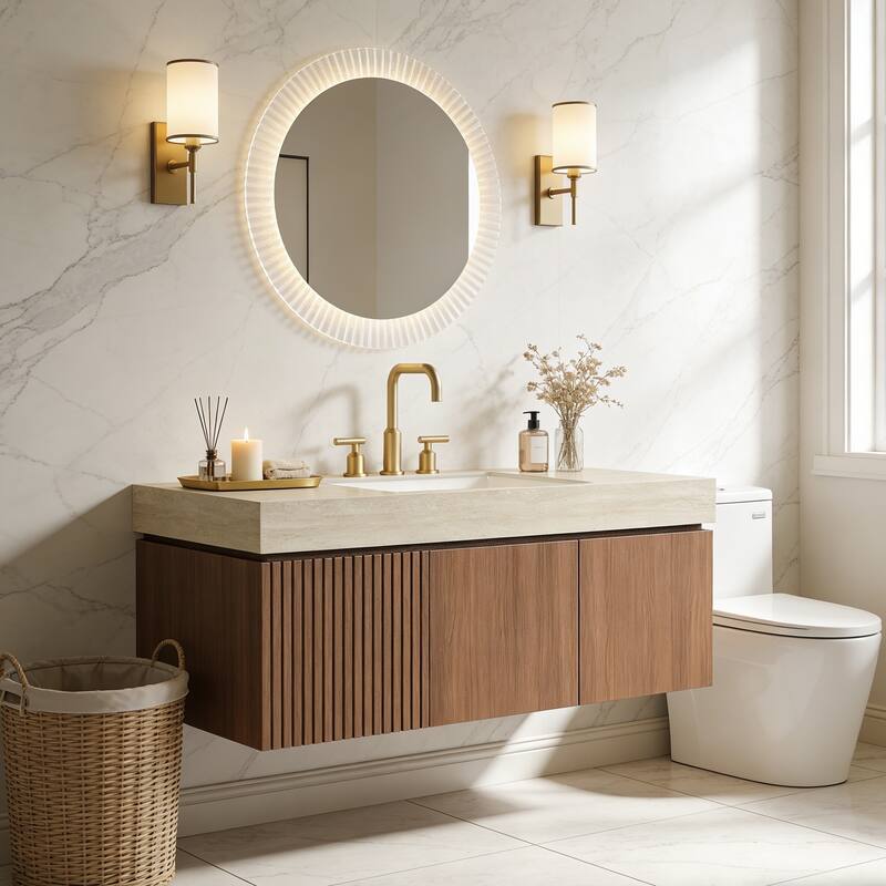 Mondern Floating Bathroom Vanity with 3 Pre-drilled Faucet Holes