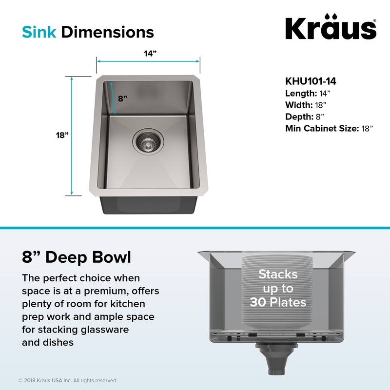 KRAUS Standart PRO Undermount Single Bowl Stainless Steel Kitchen Sink