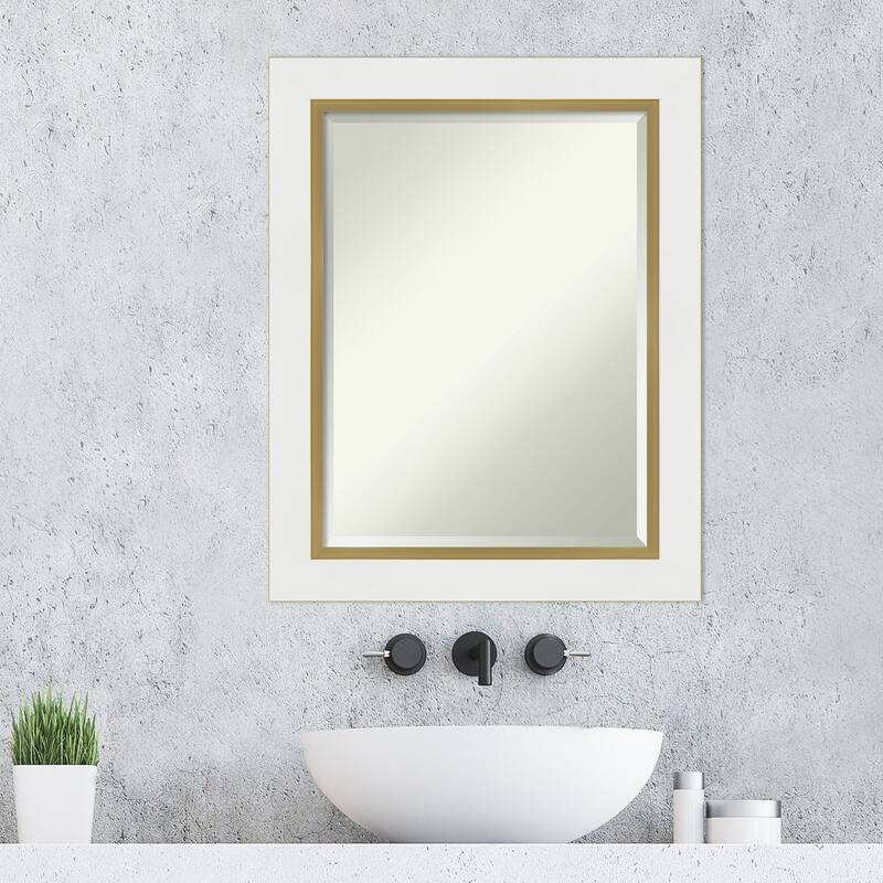 Beveled Bathroom Wall Mirror - Eva White Gold Frame