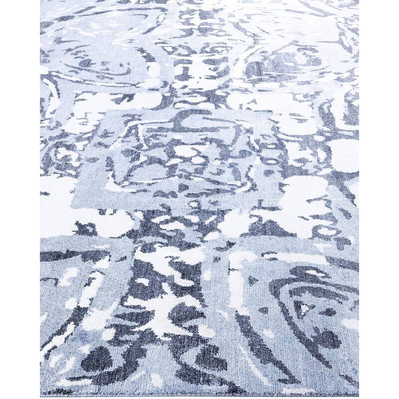 Modern One-of-a-Kind Hand-Knotted Area Rug, Blue - 9' 1" x 12' 1"