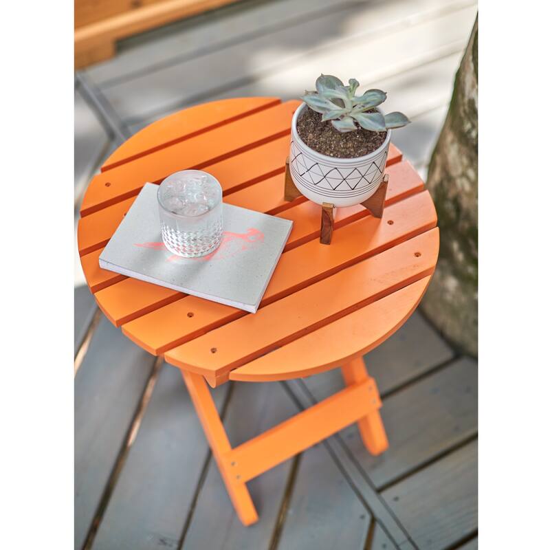 Remedy 19" Assembled Cedar Wood Round Collapsible Folding Table