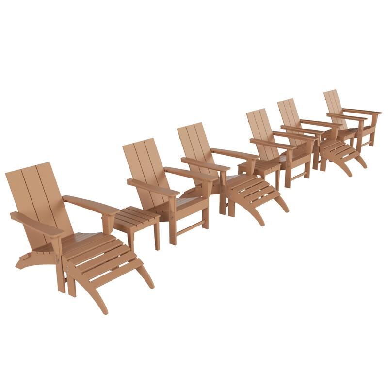 Shoreside Modern 12-Piece Folding Adirondack Chair With Ottoman And Side Table