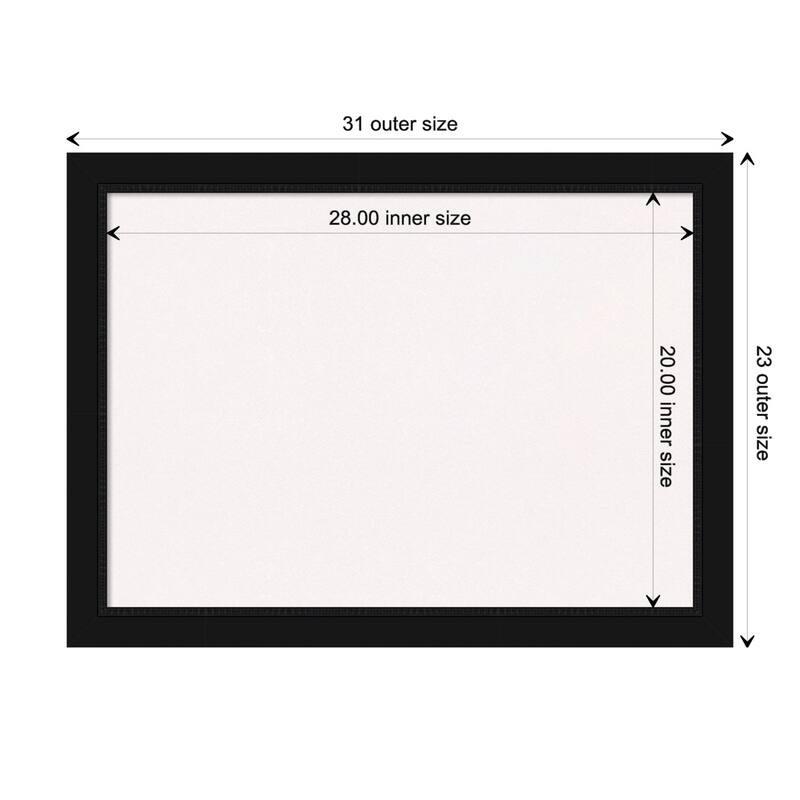Avon Black Framed White Corkboard Bulletin Board, Organization Board, Pin Board - Board Size 28x20