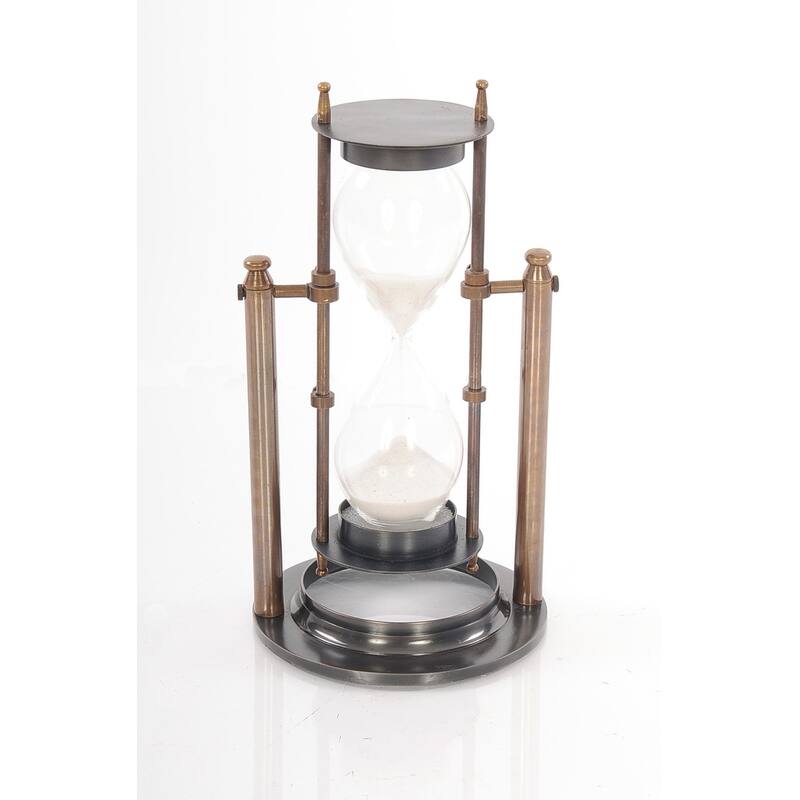 4.5" x 4.5" x 8.5" Brass Revolving Sandtimer