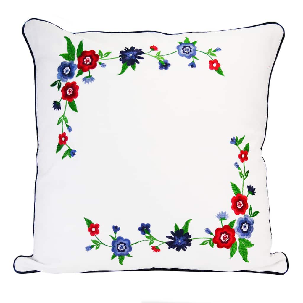 Donna Sharp Dawson White Emblem Cotton Decorative Pillow