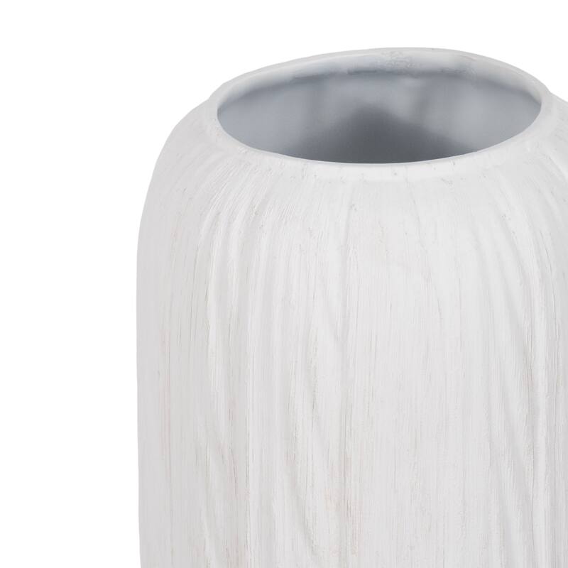 Ceramic Modern Rough Cylinder Floor Vase - White, 48"