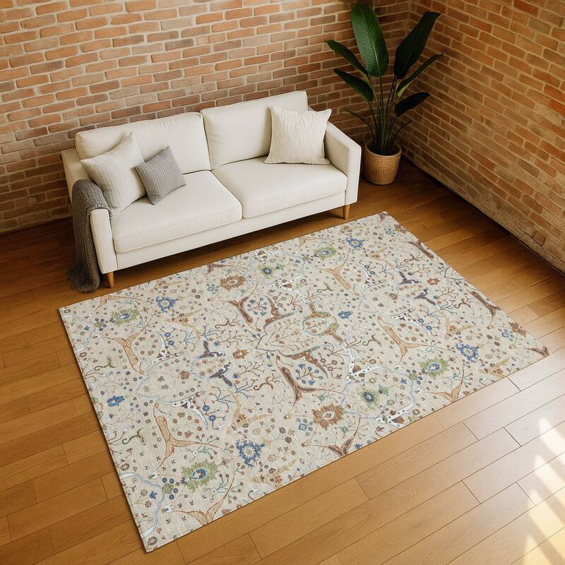 Machine Washable Indoor/ Outdoor Traditional Persian Chantille Rug