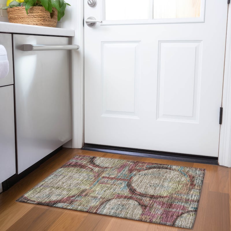 Machine Washable Indoor/ Outdoor Chantille Contemporary Abstract Rug