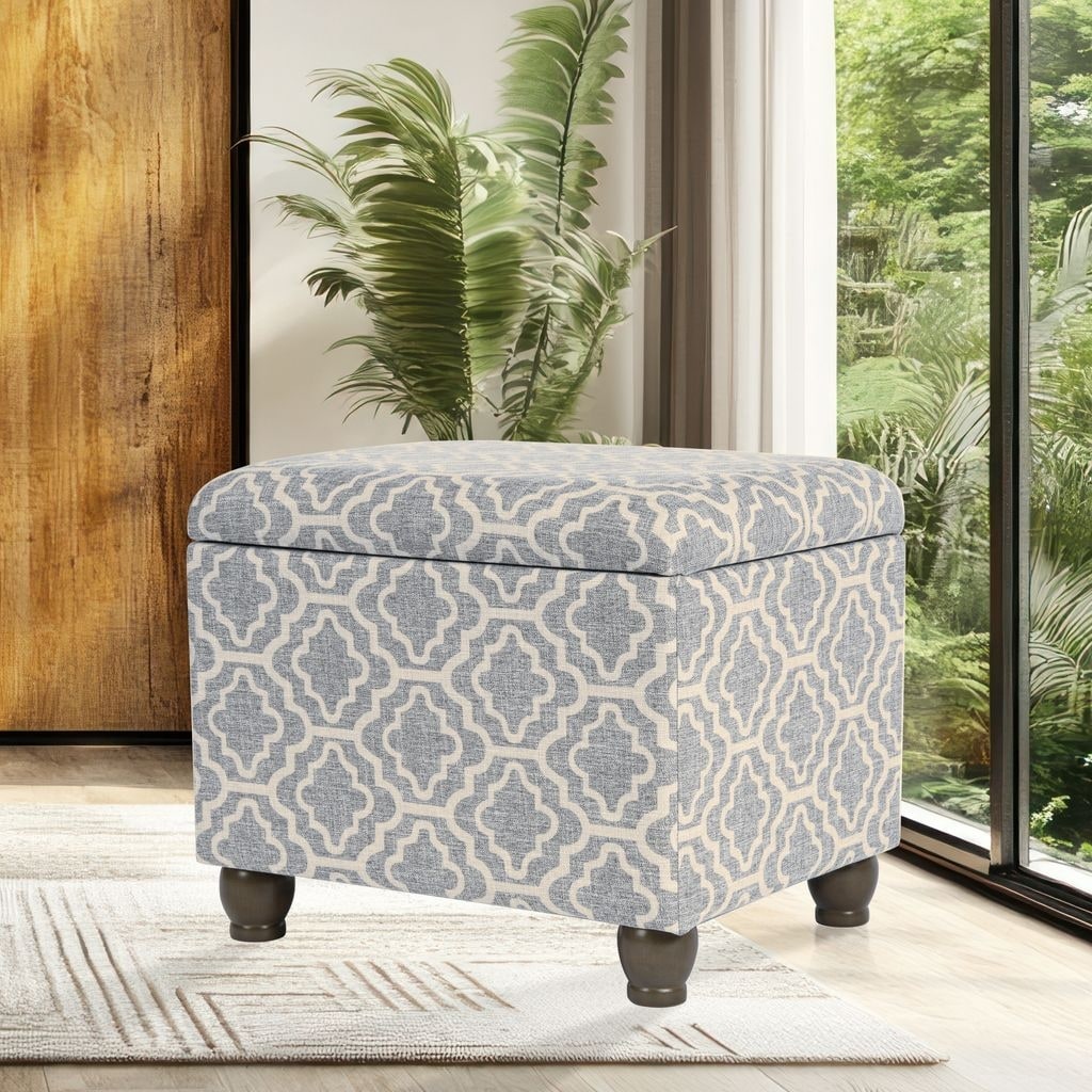 Porch & Den Bohmann Ash Grey Geometric Storage Ottoman