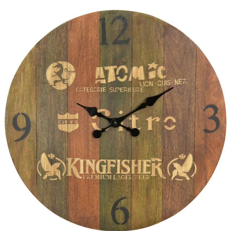 HomeRoots 24" Brown Solid Wood Silent Analog Round Wall Clock - 24' X '24' X '2