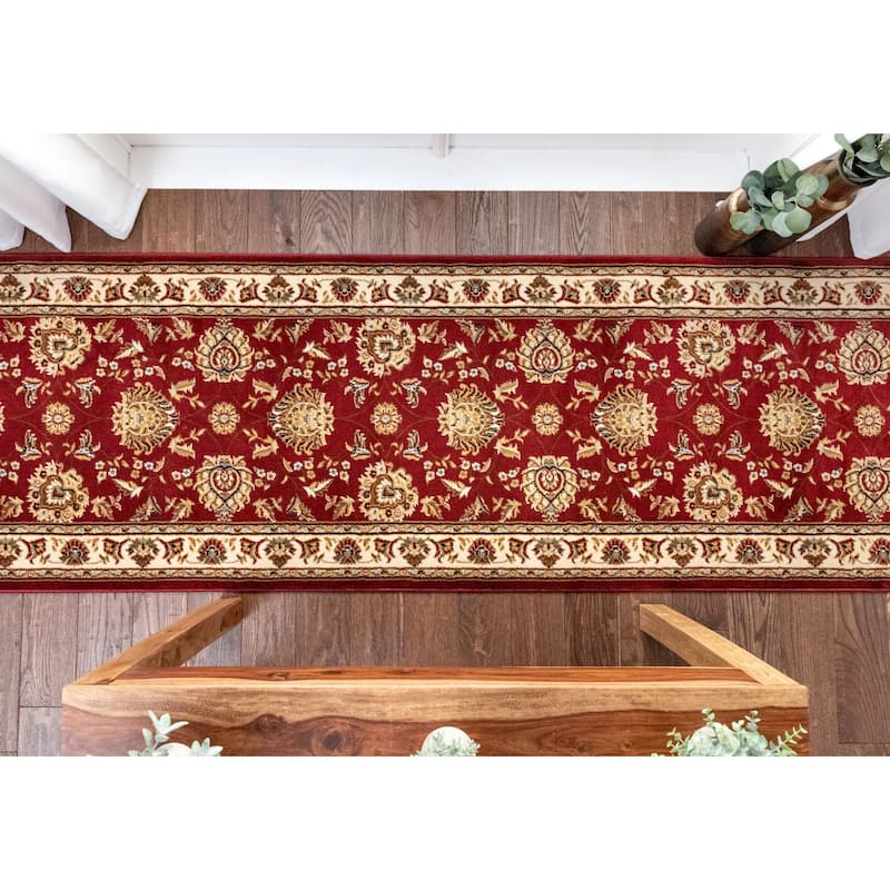 Custom Size Runner Timeless Abbasi Traditional Stair Rug - Red - 2' 3" x 12' - Runner