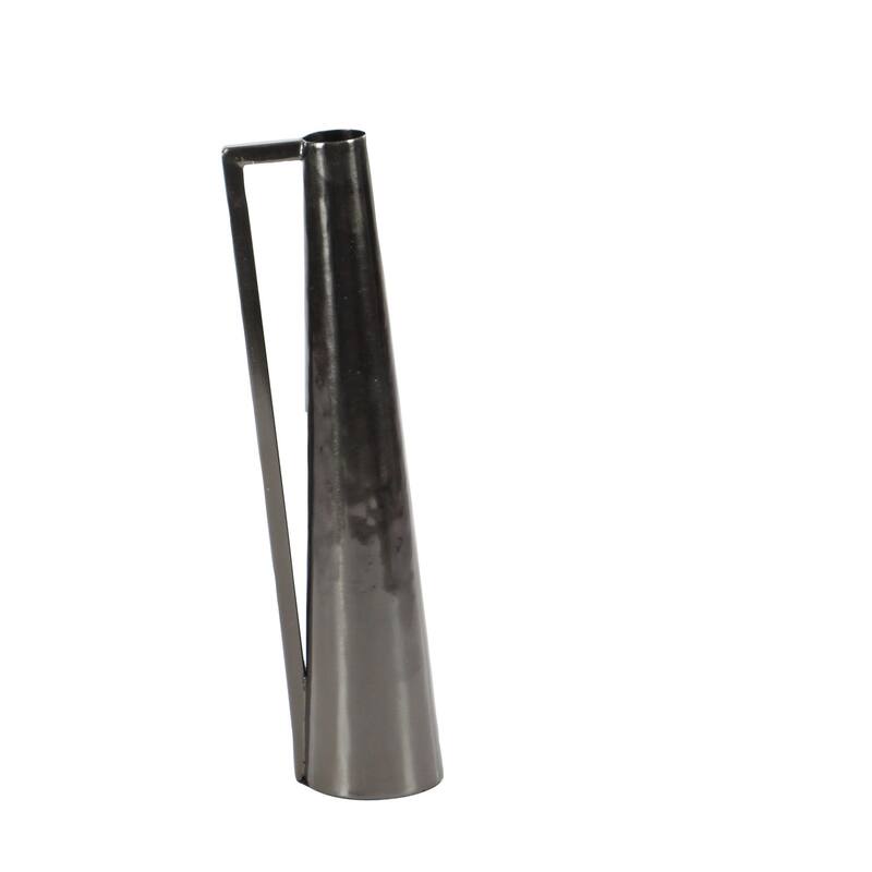 CosmoLiving by Cosmopolitan Metal Slim and Cone Geometric Vase with Handles (Set of 2) - Gold, Silver, Dark Gray, White, Black