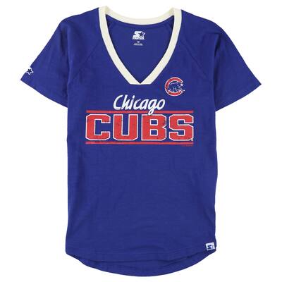 STARTER Womens Chicago Cubs Logo Graphic T-Shirt, Blue, Medium