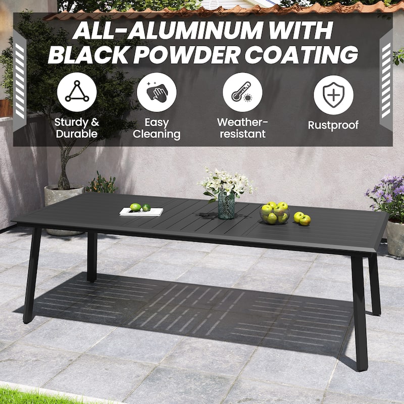 Outdoor Aluminum Dining Table with Umbrella Hole