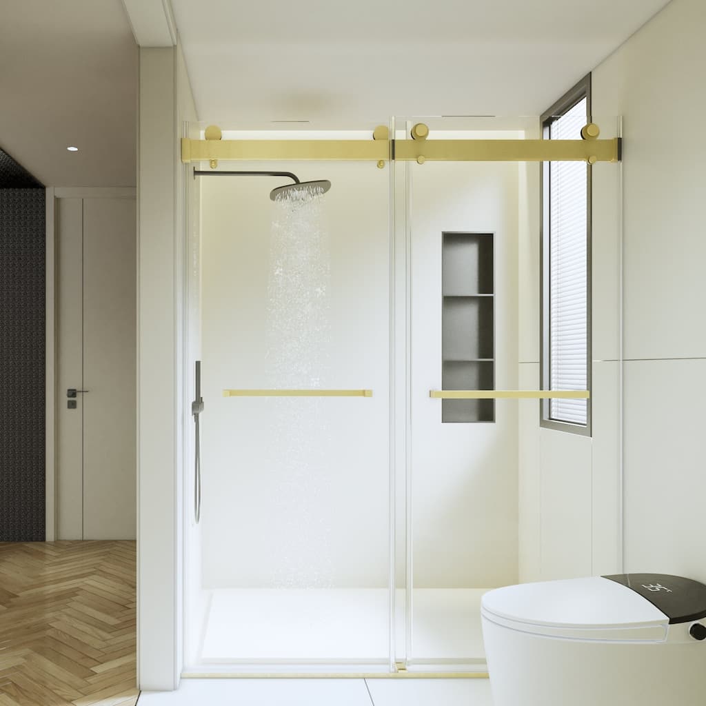 56"-60" x 76" Frameless Double Sliding Shower Door