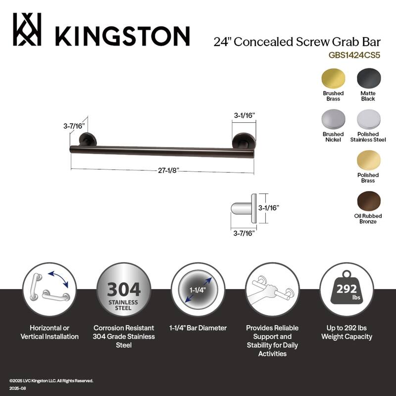 Berwyn 24-Inch x 1-1/4 Inch O.D Grab Bar