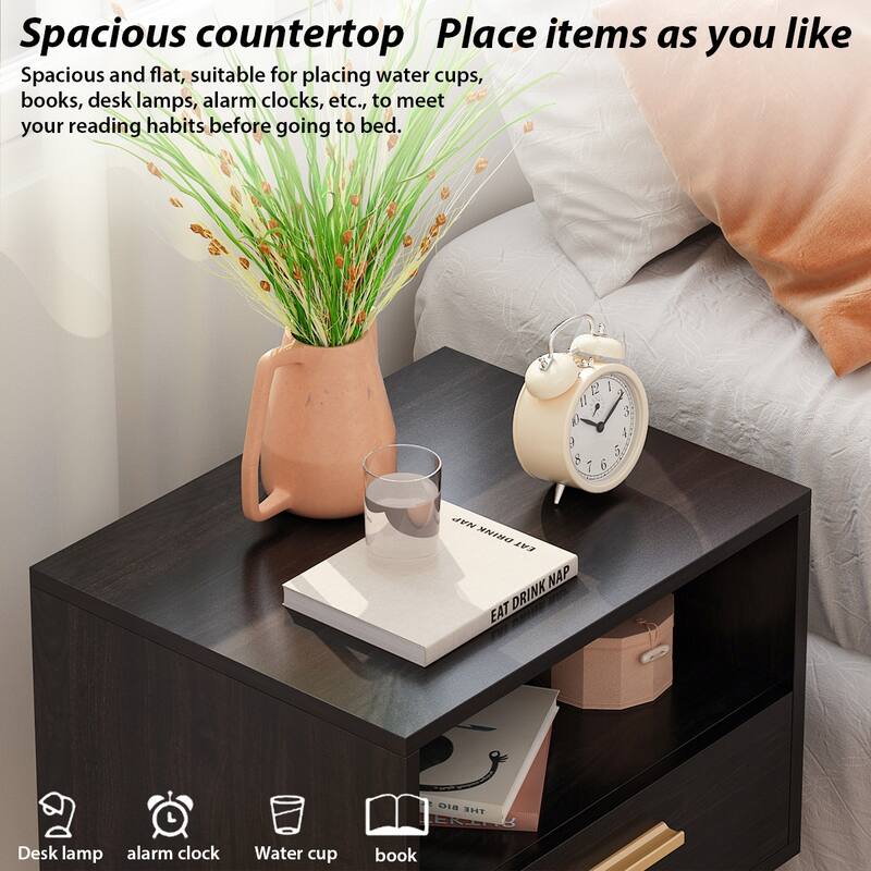 Timechee 20'' Tall 1 - Drawer Metal Legs Nightstand(One Piece)