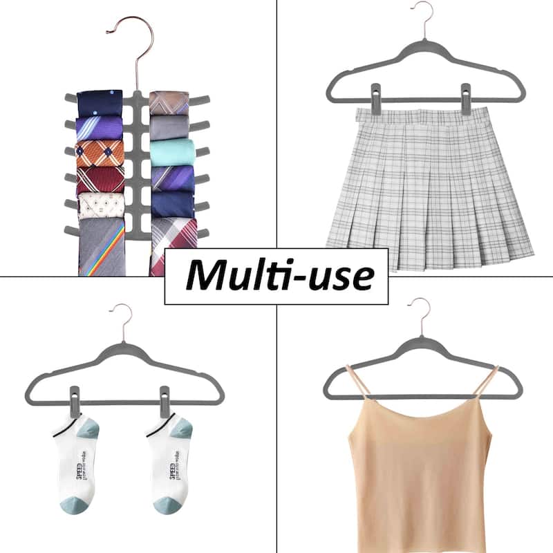 VECELO Mackaylee Velvet Hangers, Non Slip Standard Clothes Hanger Set, Heavy Duty Ivory Hangers(30/50/60/100 Pack)