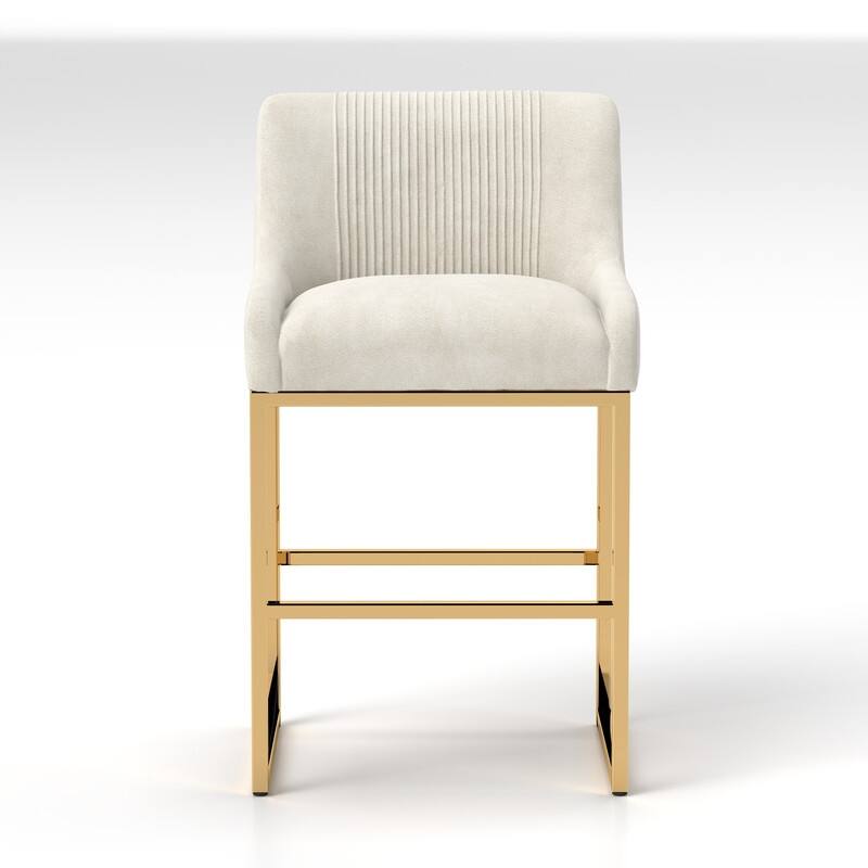 SEYNAR Modern Glam Velvet Golden Matel Frame Counter or High Bar Stools Set of 4