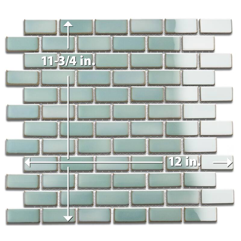 Merola Tile Hudson Subway Mint Green 11-3/4" x 12" Porcelain Floor and Wall Tile