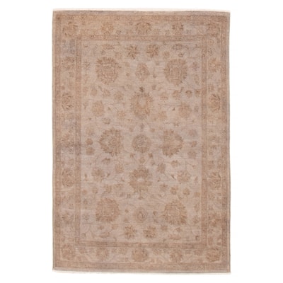ECARPETGALLERY Hand-knotted Vibrance Light Grey Wool Rug - 4'6 x 6'8