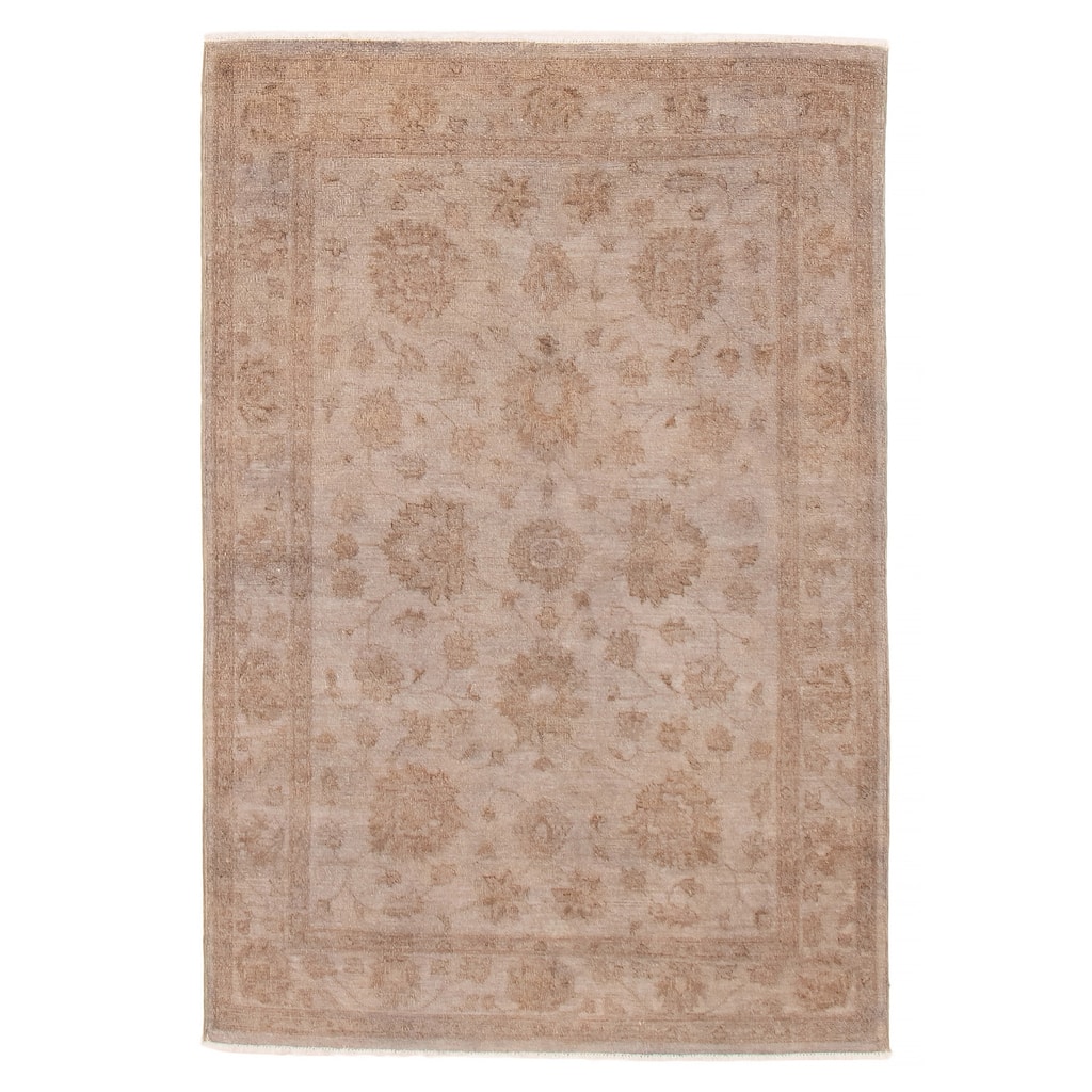 ECARPETGALLERY Hand-knotted Vibrance Light Grey Wool Rug - 4'6 x 6'8