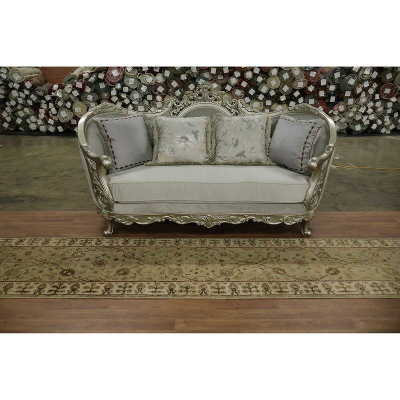 Hand Knotted Oriental 100% Wool Carpet Traditional All-Over Green Ziegler Runner Rug - 15' 8'' X 2' 6''