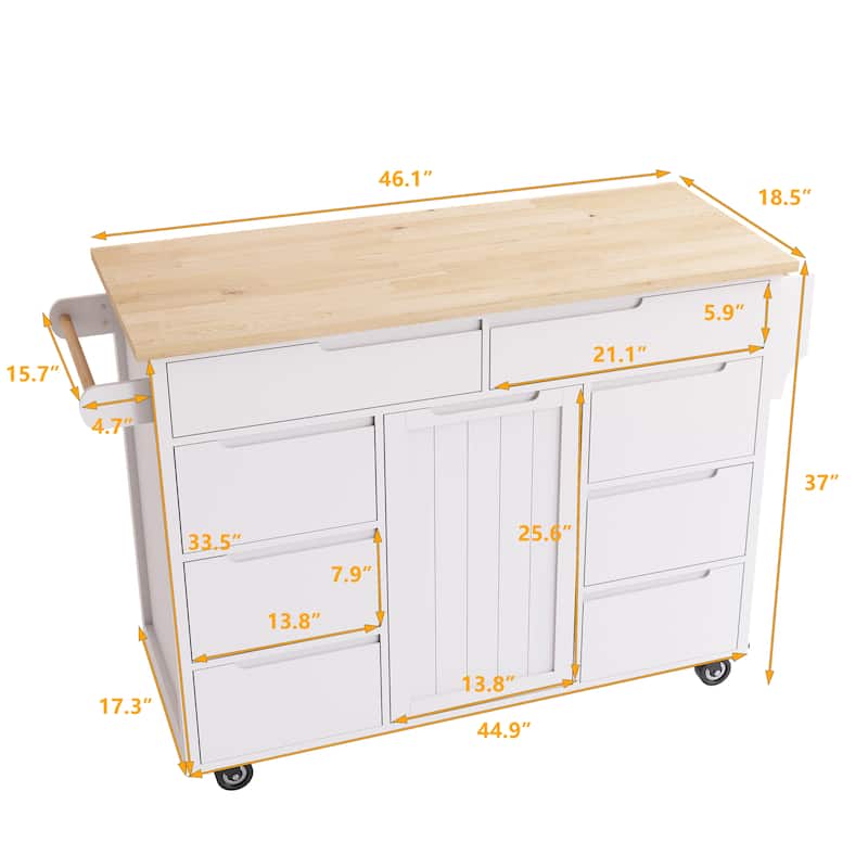Kitchen Cart with Rubber Wood Countertop Bed Bath & Beyond 38052985