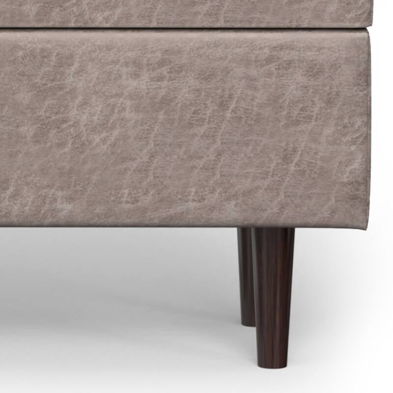 WYNDENHALL Blanchette 48 inch Wide Mid Century Modern Rectangle Storage Ottoman