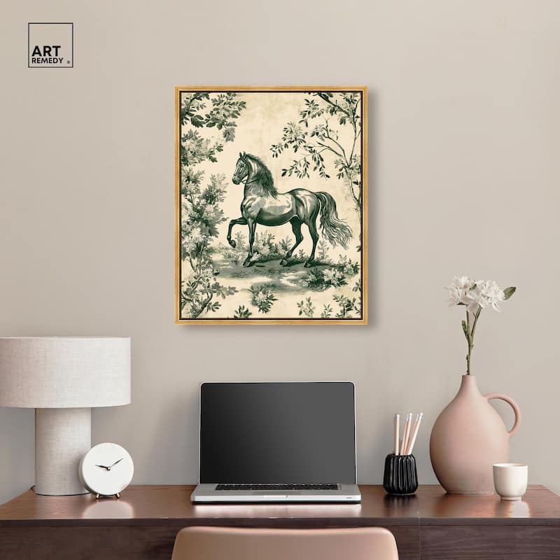 Equestrian Etching Canvas by Art Remedy