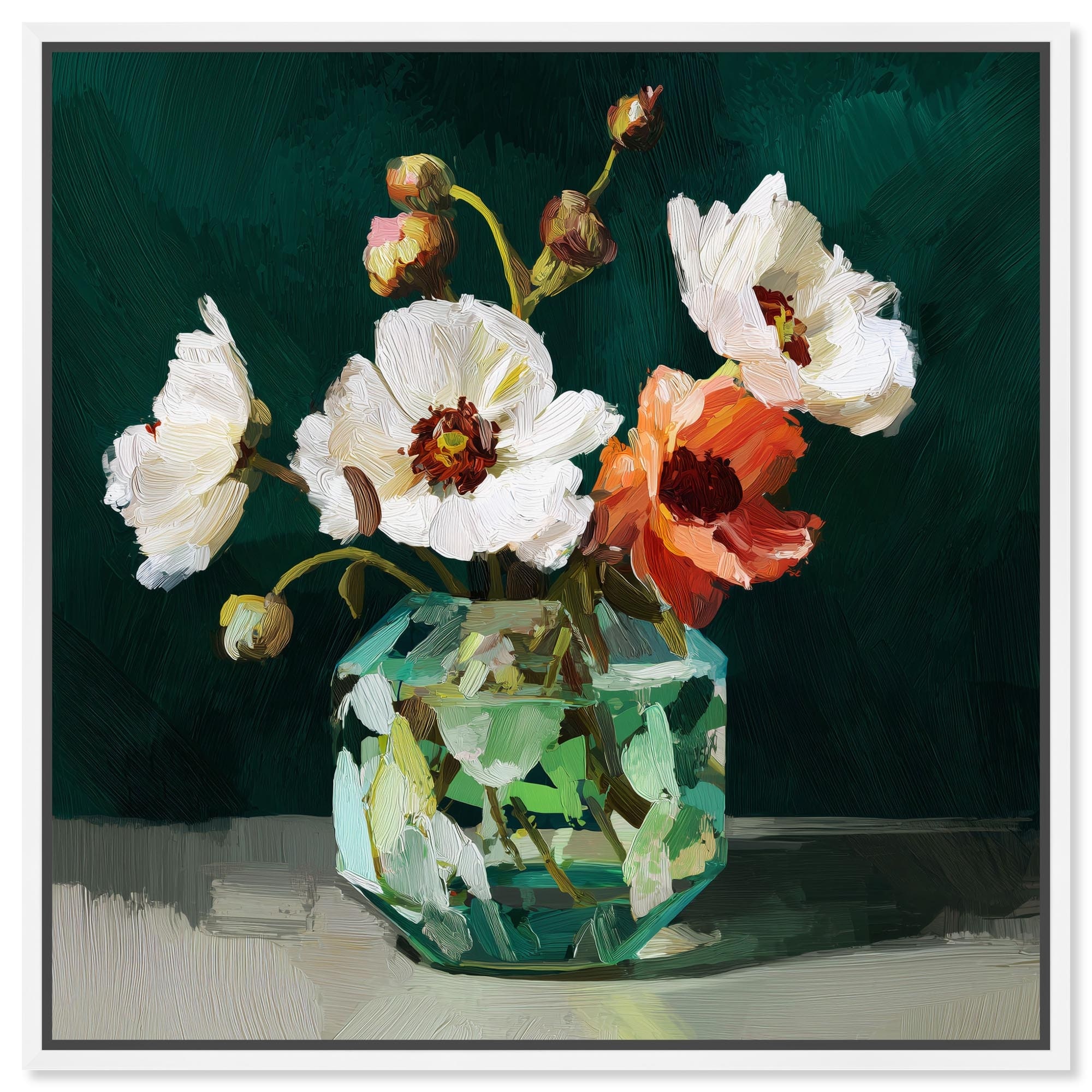 Glass Poppies I Floral Wall Decor Canvas Print by Art Remedy