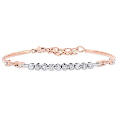 Miadora 14k 2-Tone Rose and White Gold 2/5ct TDW Diamond Bar Tennis Bracelet