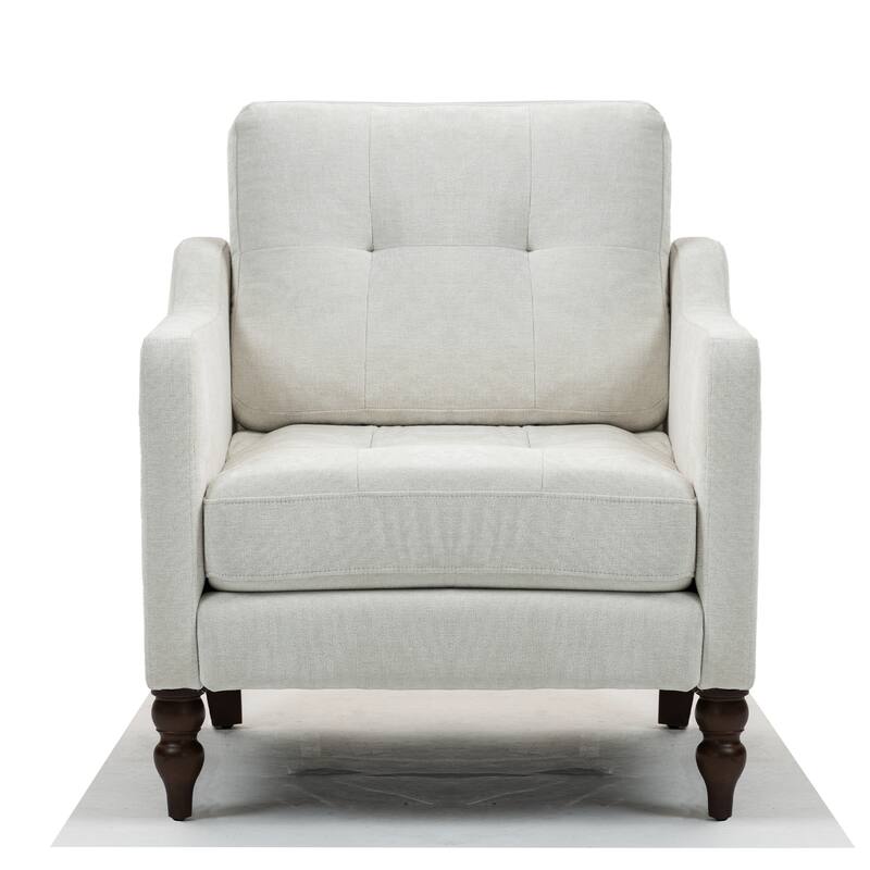 Chenille Accent Armchair, Upholstered Lounge Chair with USB Port, Single Sofa Chair with Wooden Legs & Side Storage