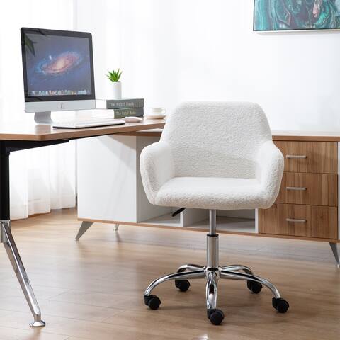 TiramisuBest Rustic Office Chair with Upholstered, Ivory