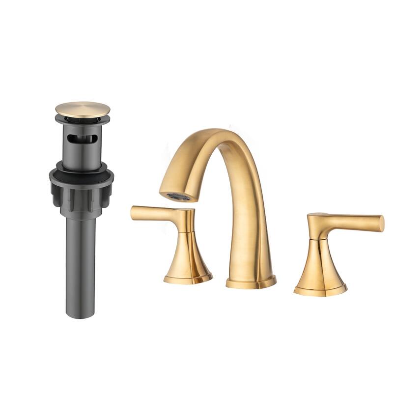 Widespread Bathroom Sink Faucets Two Handle 3 Hole Vanity Bath Faucet - Brushed Golden
