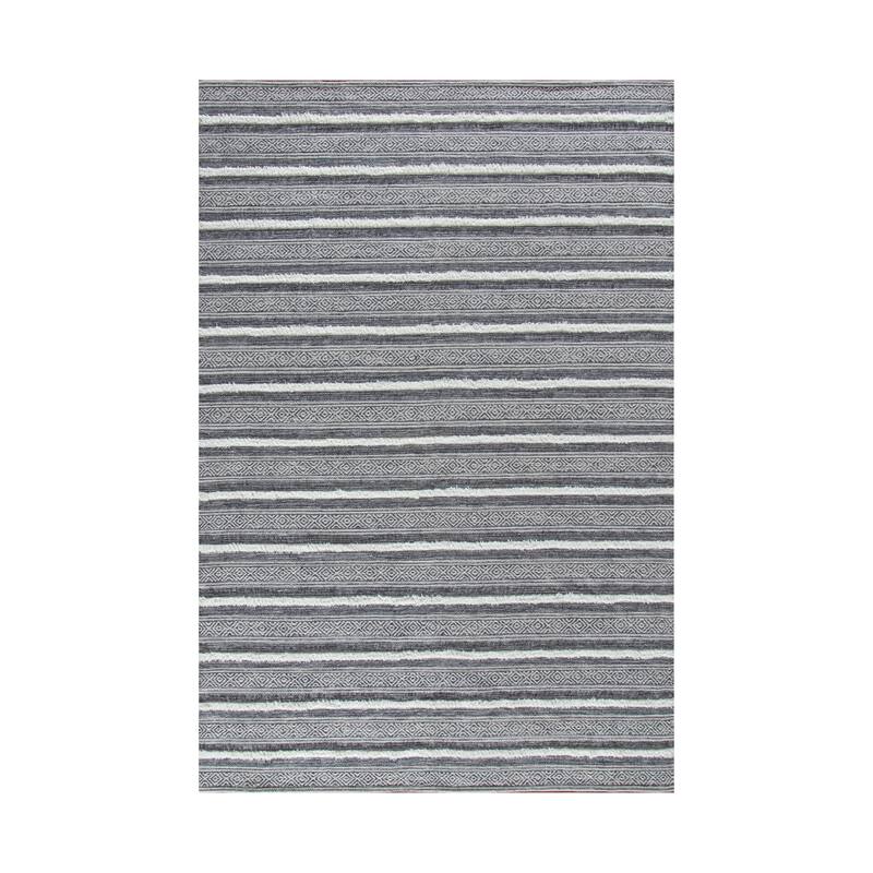 Corrina Charcoal Gray/Natural Cotton Area Rug - 5' x 7'