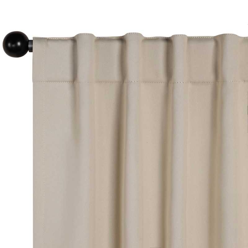 Superior Solid Machine Washable Room Darkening Blackout Curtains with Back Tabs, Set of 2