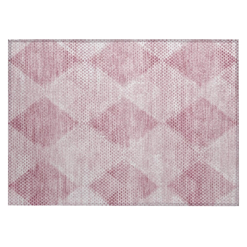 Machine Washable Indoor/ Outdoor Modern Diamonds Chantille Rug