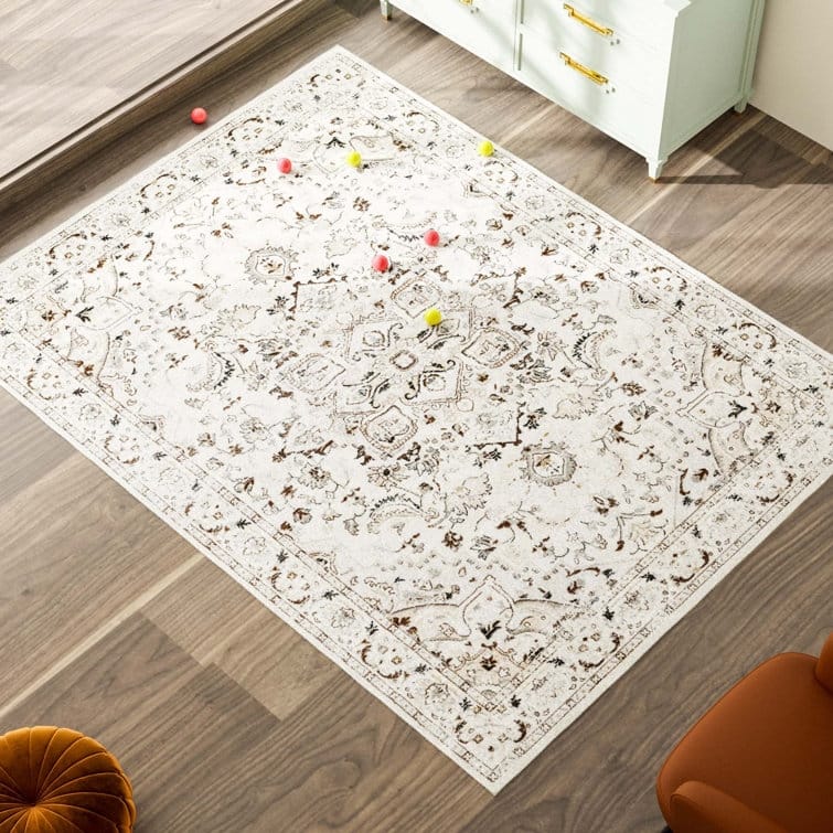 Traditional Cream/Beige Oriental Area Rug - Rectangle 9' x 12'