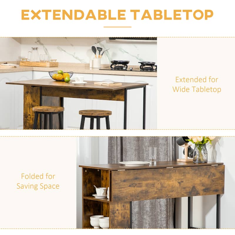 Extendable Bar Table Storage Foldable Counter Height Table