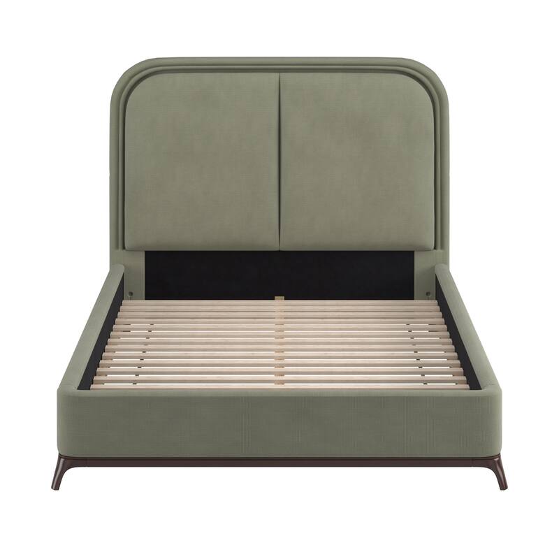 Tremont Curved LED Upholstered Platform Bed with Under-Bed Lighting by iNSPIRE Q Modern