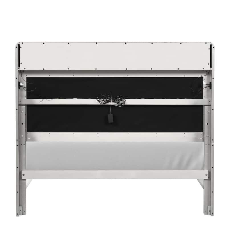 Furniture of America Milandra Modern Champagne Solid Wood Panel Bed with USB Ports