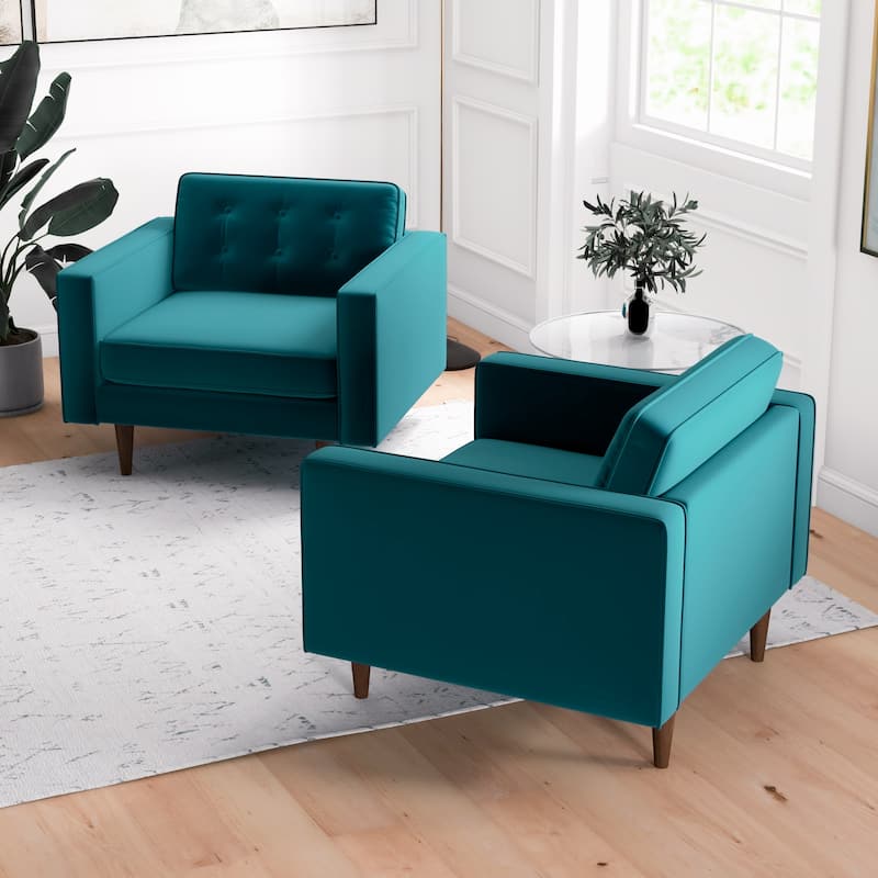 Koda Mid Century Velvet Lounge Chair (Set of 2)