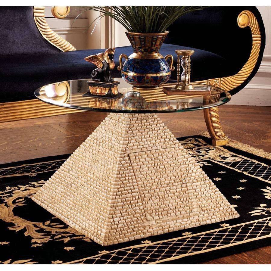 Design Toscano Great Egyptian Pyramid of Giza Sculptural Glass-Topped Table