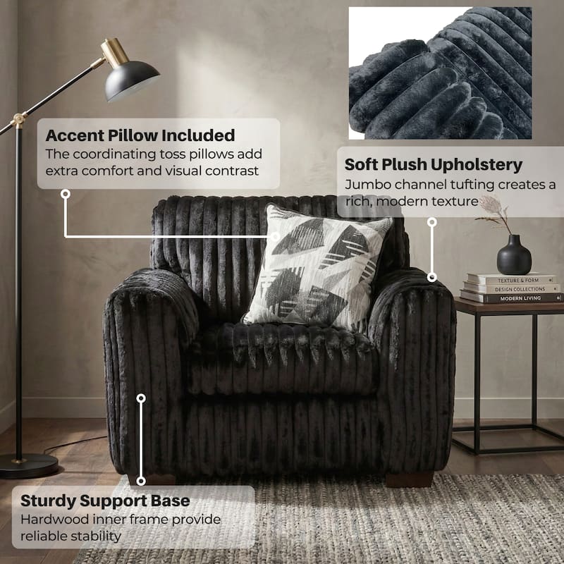Roundhill Furniture Nolan 3-Piece Living Room Set, Sofa Loveseat and Chair