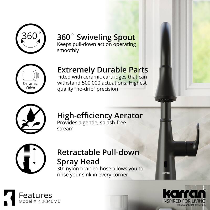 Karran Kadoma Touchless One-Handle Triple Function Sprayer Kitchen Faucet